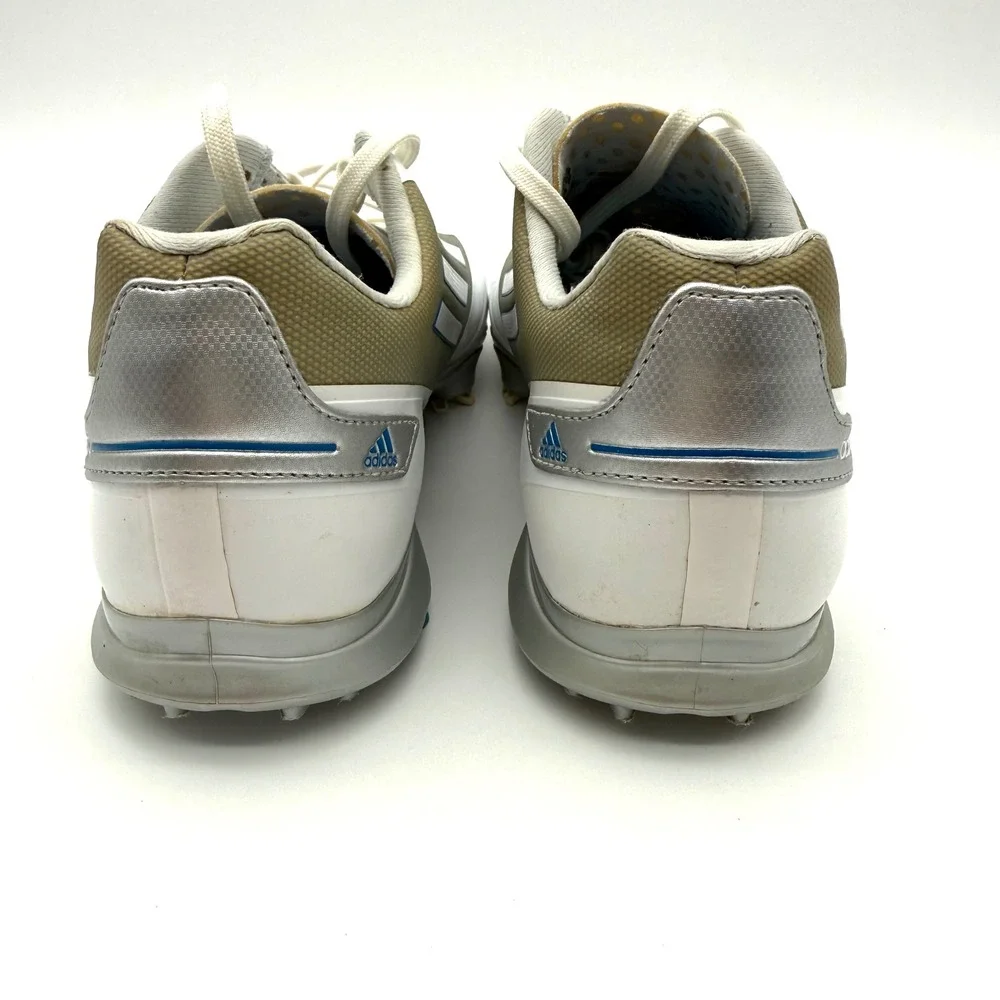 Adidas Adizero Golf Shoes Men's 9.5 White Blue Q46801 Spiked Golf Cleats
